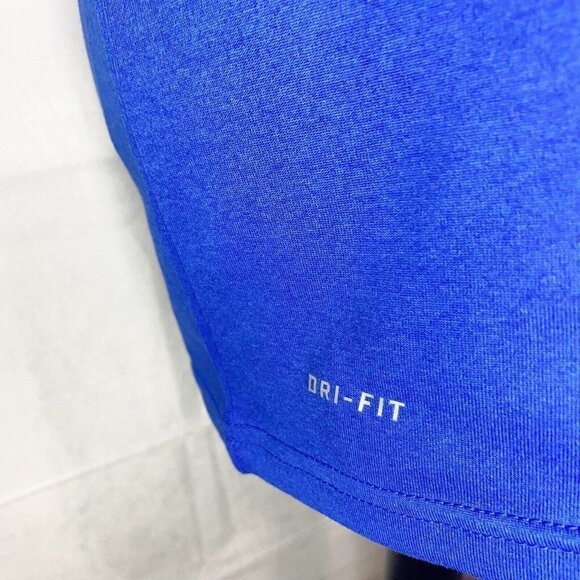 Nike Dri Fit Athletic T-Shirt Short Sleeve Solid Blue Logo Size M Medium - Picture 3 of 5
